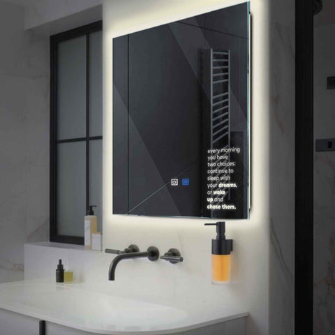 LED Spiegel Quadratisch | Touch-Schalter | Anti-Beschlag-Funktion | Neutralweißes Licht - Reyze Seria Motivated Model 2