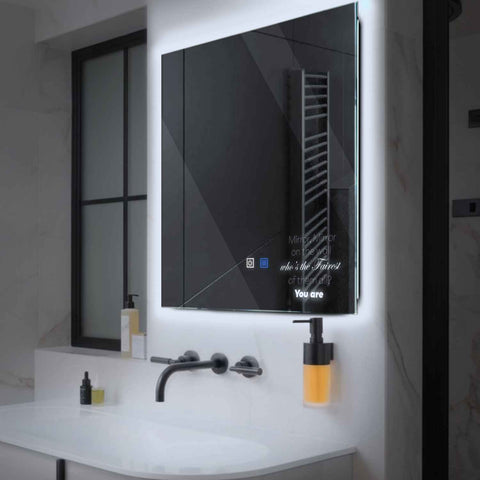LED Spiegel Quadratisch | Touch-Schalter | Anti-Beschlag-Funktion | Kaltweißes Licht - Reyze Seria Motivated Model 4