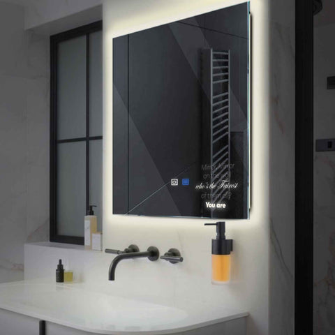 LED Spiegel Quadratisch | Touch-Schalter | Anti-Beschlag-Funktion | Neutralweißes Licht - Reyze Seria Motivated Model 4