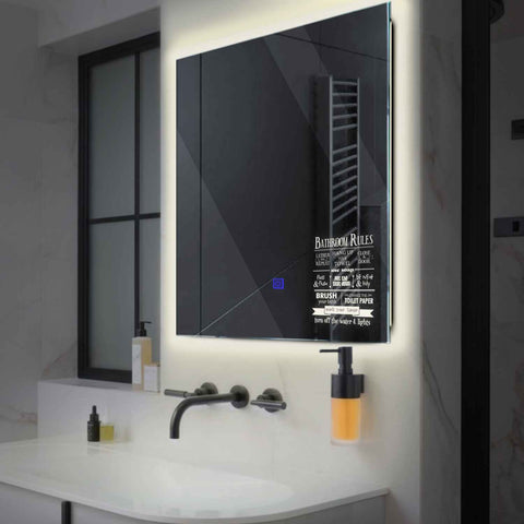 LED Spiegel Quadratisch | Touch-Schalter | Neutralweißes Licht - Reyze Seria Motivated Model 5