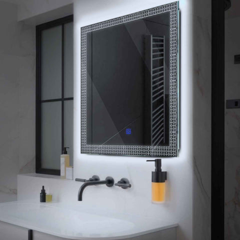 LED Spiegel Quadratisch | Touch-Schalter | Kaltweißes Licht - Reyze Seria Official Model 2