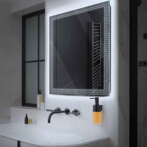LED Spiegel Quadratisch | Wandschalter-Steuerung | Kaltweißes Licht - Reyze Seria Official Model 2