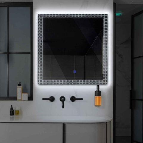 LED Spiegel Quadratisch | Touch-Schalter | Kaltweißes Licht - Reyze Seria Official Model 2