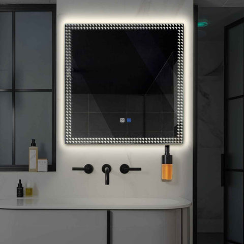 LED Spiegel Quadratisch | Touch-Schalter | Anti-Beschlag-Funktion | Neutralweißes Licht - Reyze Seria Official Model 6