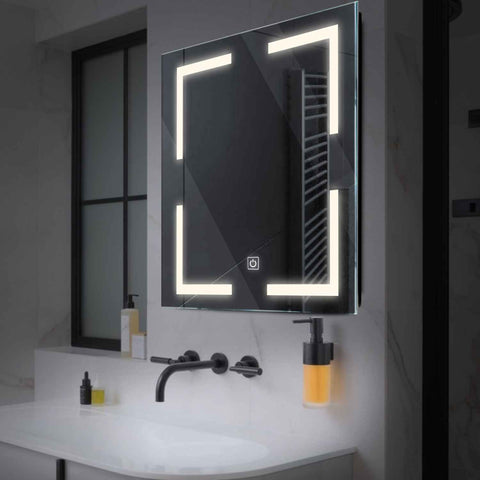 LED Spiegel Quadratisch | Touch-Schalter | Neutralweißes Licht - Reyze Seria Salono Model 2