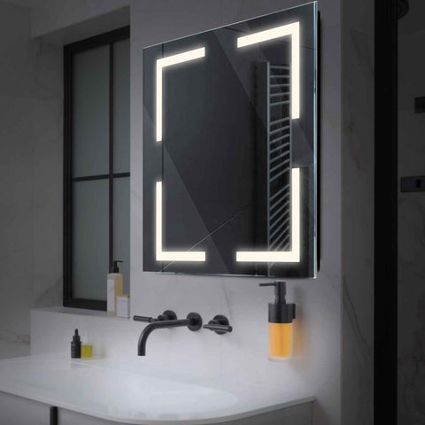 LED Spiegel Quadratisch | Wandschalter-Steuerung | Neutralweißes Licht - Reyze Seria Salono Model 2
