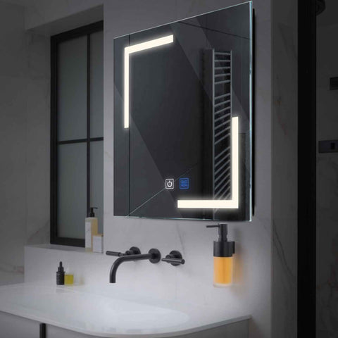 LED Spiegel Quadratisch | Touch-Schalter | Anti-Beschlag-Funktion | Neutralweißes Licht - Reyze Seria Salono Model 3