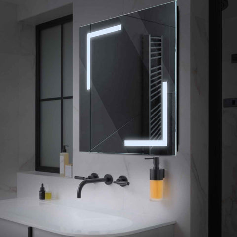 LED Spiegel Quadratisch | Wandschalter-Steuerung | Kaltweißes Licht - Reyze Seria Salono Model 3