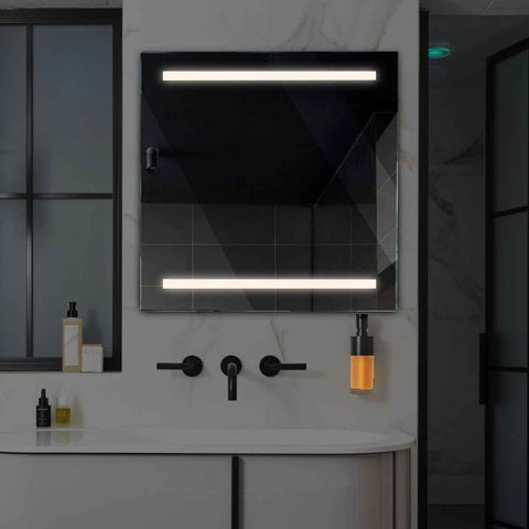 LED Spiegel Quadratisch | Wandschalter-Steuerung | Neutralweißes Licht - Reyze Seria Salono Model 4