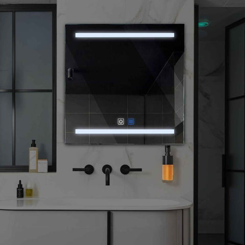 LED Spiegel Quadratisch | Touch-Schalter | Anti-Beschlag-Funktion | Kaltweißes Licht - Reyze Seria Salono Model 4