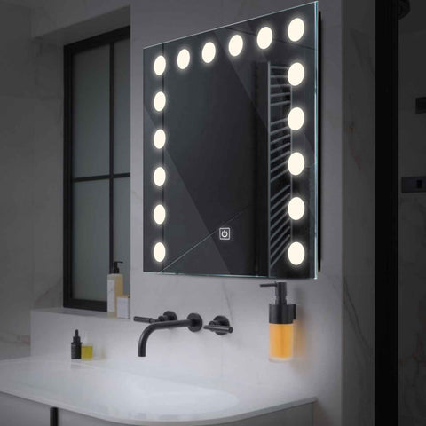 LED Spiegel Quadratisch | Touch-Schalter | Neutralweißes Licht - Reyze Seria Salono Model 6