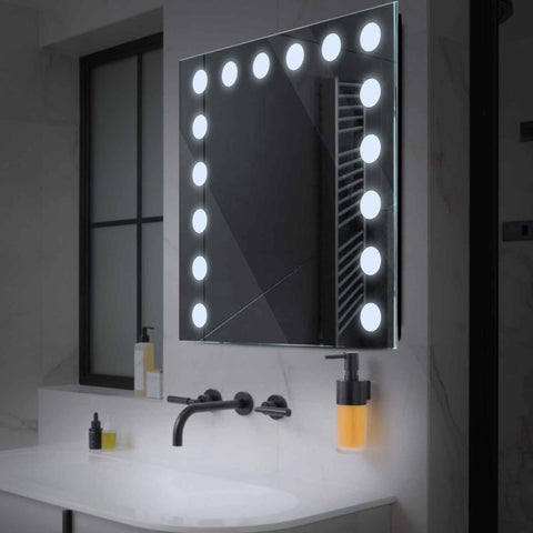 LED Spiegel Quadratisch | Wandschalter-Steuerung | Kaltweißes Licht - Reyze Seria Salono Model 6