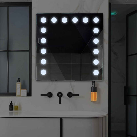 LED Spiegel Quadratisch | Wandschalter-Steuerung | Kaltweißes Licht - Reyze Seria Salono Model 6