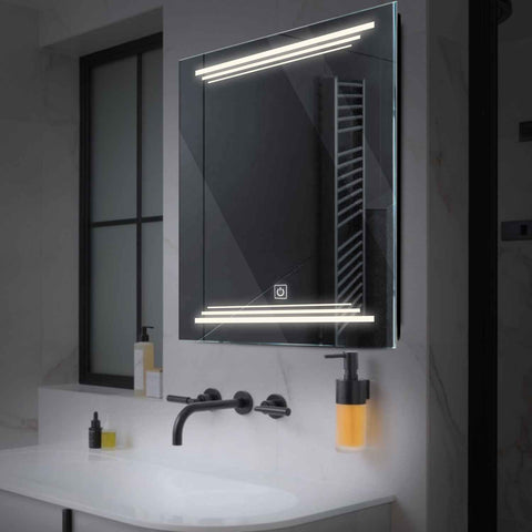 LED Spiegel Quadratisch | Touch-Schalter | Neutralweißes Licht - Reyze Seria Salono Model 7