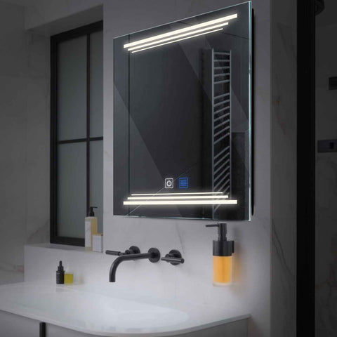 LED Spiegel Quadratisch | Touch-Schalter | Anti-Beschlag-Funktion | Neutralweißes Licht - Reyze Seria Salono Model 7