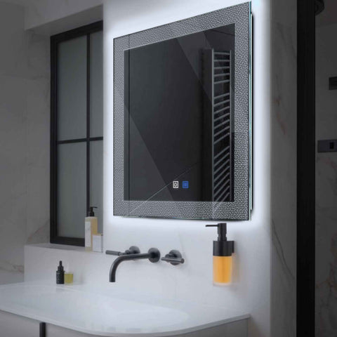 LED Spiegel Quadratisch | Touch-Schalter | Anti-Beschlag-Funktion | Kaltweißes Licht - Reyze Seria Simetria Model 4