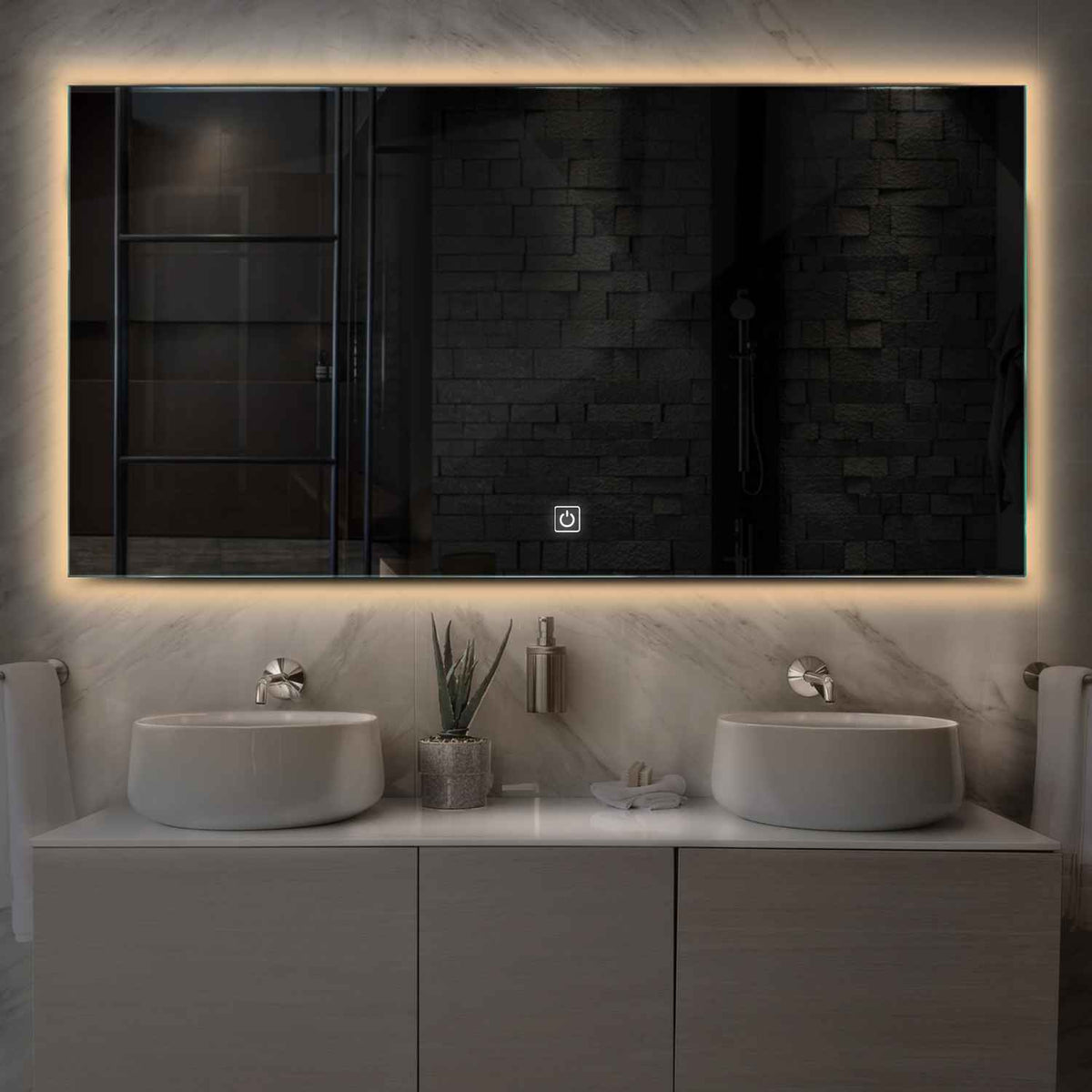 LED Spiegel Rechteckig | Touch-Schalter | Warmweißes Licht - Reyze Seria Ambient Model 1