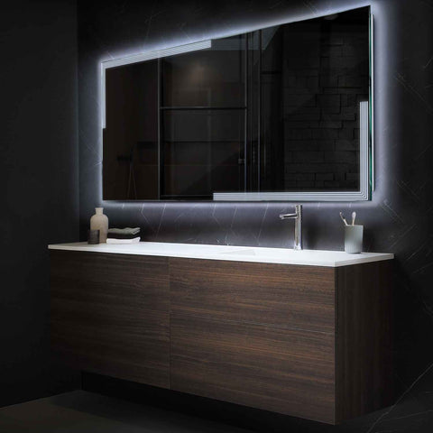 LED Spiegel Rechteckig | Wandschalter-Steuerung | Kaltweißes Licht - Reyze Seria Edge Model 2