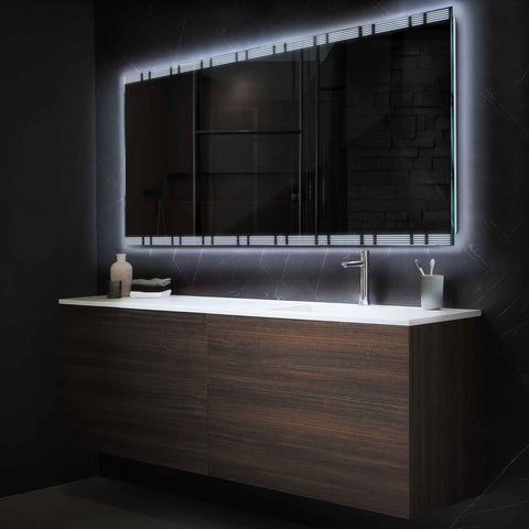 LED Spiegel Rechteckig | Wandschalter-Steuerung | Kaltweißes Licht - Reyze Seria Edge Model 3