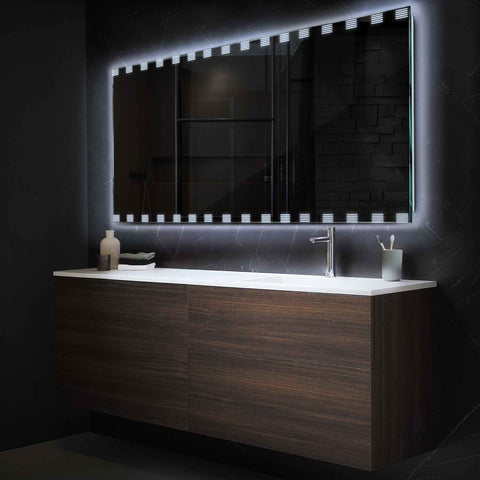 LED Spiegel Rechteckig | Wandschalter-Steuerung | Kaltweißes Licht - Reyze Seria Edge Model 6