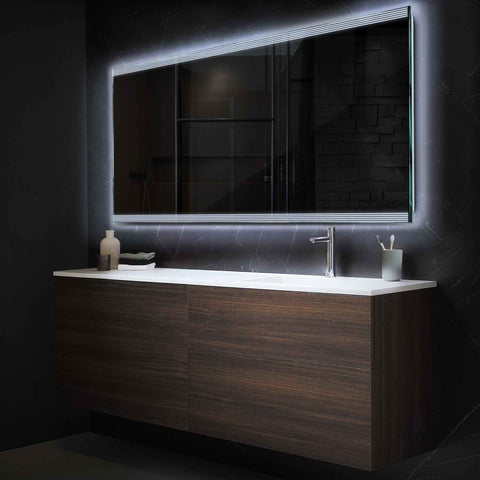 LED Spiegel Rechteckig | Wandschalter-Steuerung | Kaltweißes Licht - Reyze Seria Edge Model 8