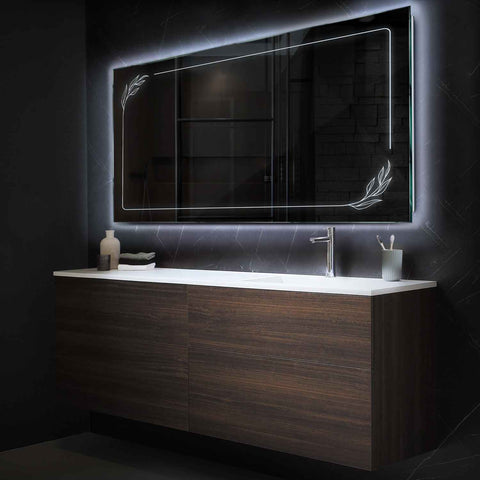 LED Spiegel Rechteckig | Wandschalter-Steuerung | Kaltweißes Licht - Reyze Seria Good Vibes Model 1