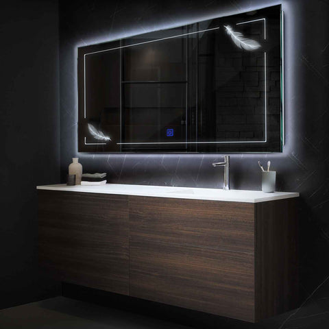 LED Spiegel Rechteckig | Touch-Schalter | Kaltweißes Licht - Reyze Seria Good Vibes Model 2