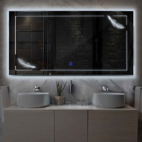 LED Spiegel Rechteckig | Touch-Schalter | Kaltweißes Licht - Reyze Seria Good Vibes Model 2