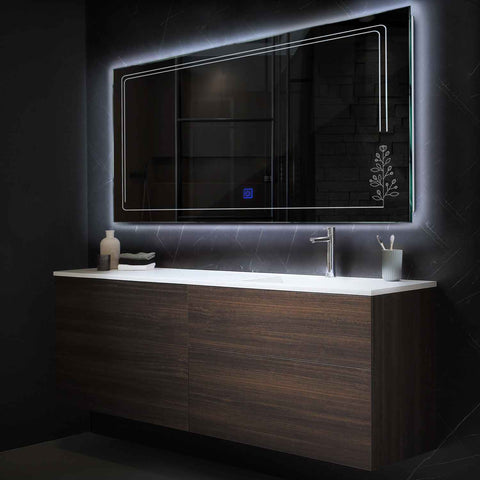 LED Spiegel Rechteckig | Touch-Schalter | Kaltweißes Licht - Reyze Seria Good Vibes Model 3