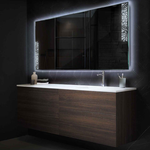 LED Spiegel Rechteckig | Wandschalter-Steuerung | Kaltweißes Licht - Reyze Seria Good Vibes Model 4