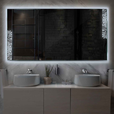 LED Spiegel Rechteckig | Wandschalter-Steuerung | Kaltweißes Licht - Reyze Seria Good Vibes Model 4