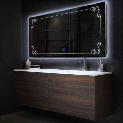 LED Spiegel Rechteckig | Touch-Schalter | Kaltweißes Licht - Reyze Seria Good Vibes Model 5