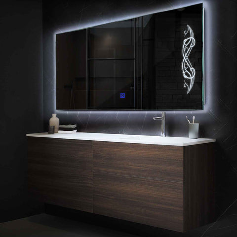 LED Spiegel Rechteckig | Touch-Schalter | Kaltweißes Licht - Reyze Seria Good Vibes Model 6