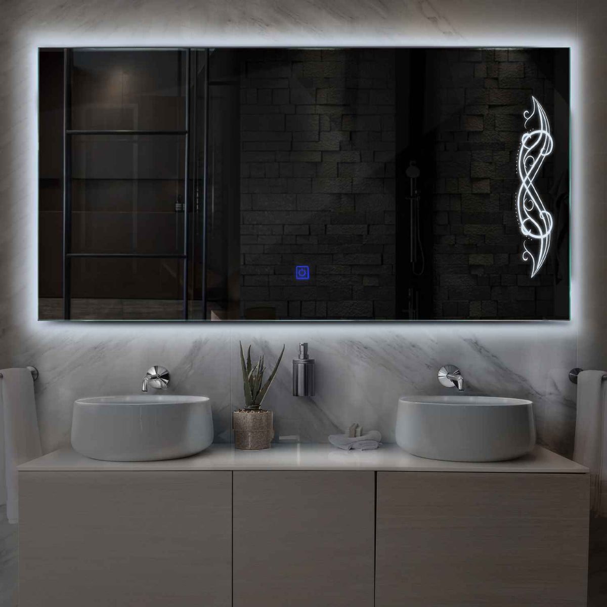 LED Spiegel Rechteckig | Touch-Schalter | Kaltweißes Licht - Reyze Seria Good Vibes Model 6