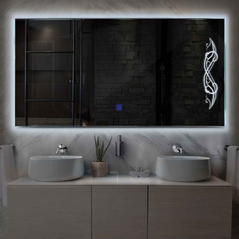 LED Spiegel Rechteckig | Touch-Schalter | Kaltweißes Licht - Reyze Seria Good Vibes Model 6