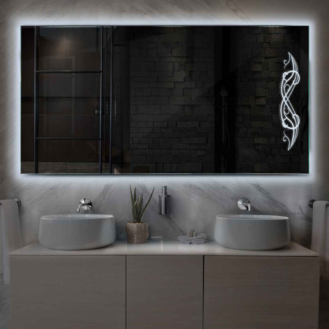 LED Spiegel Rechteckig | Wandschalter-Steuerung | Kaltweißes Licht - Reyze Seria Good Vibes Model 6