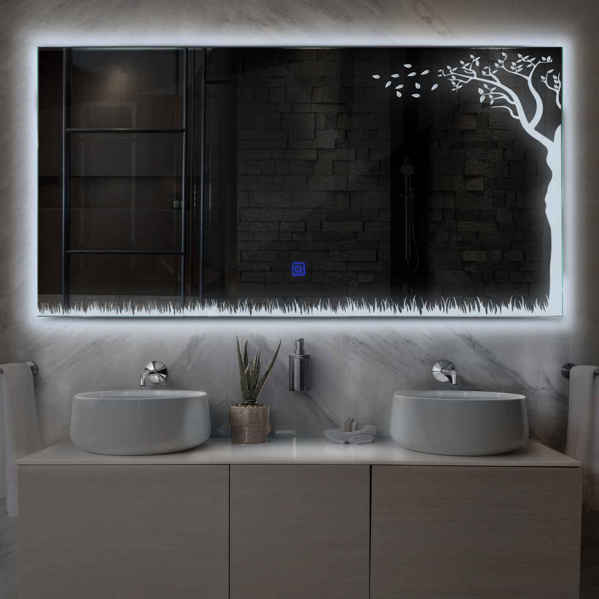 LED Spiegel Rechteckig | Touch-Schalter | Kaltweißes Licht - Reyze Seria Good Vibes Model 8