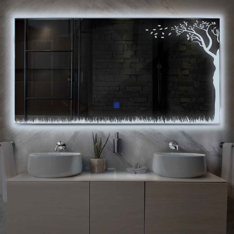 LED Spiegel Rechteckig | Touch-Schalter | Kaltweißes Licht - Reyze Seria Good Vibes Model 8