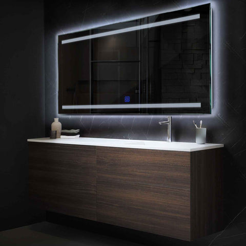 LED Spiegel Rechteckig | Touch-Schalter | Kaltweißes Licht - Reyze Seria Minimal Model 8