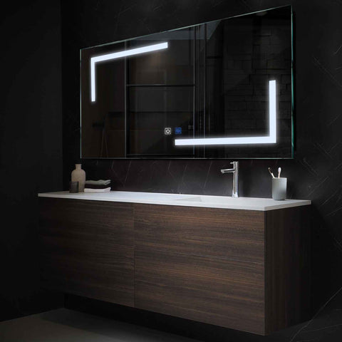 LED Spiegel Rechteckig | Touch-Schalter | Anti-Beschlag-Funktion | Kaltweißes Licht - Reyze Seria Salono Model 3