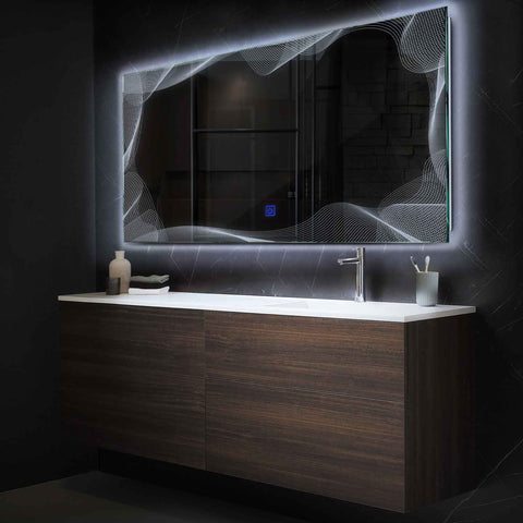 LED Spiegel Rechteckig | Touch-Schalter | Kaltweißes Licht - Reyze Seria Simetria Model 3