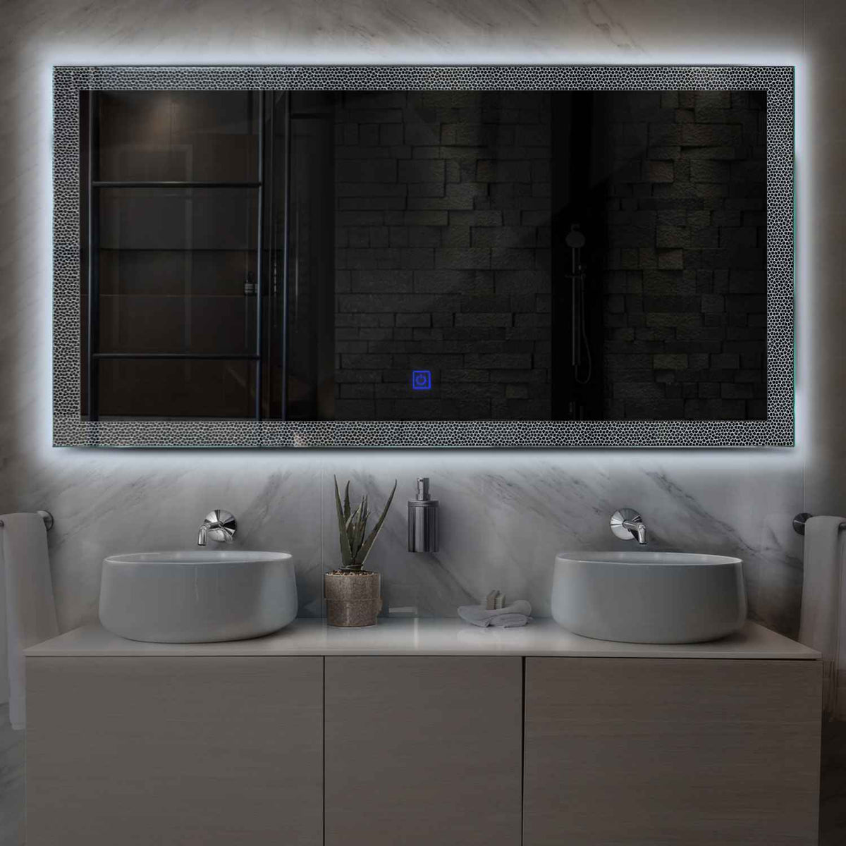 LED Spiegel Rechteckig | Touch-Schalter | Kaltweißes Licht - Reyze Seria Simetria Model 4