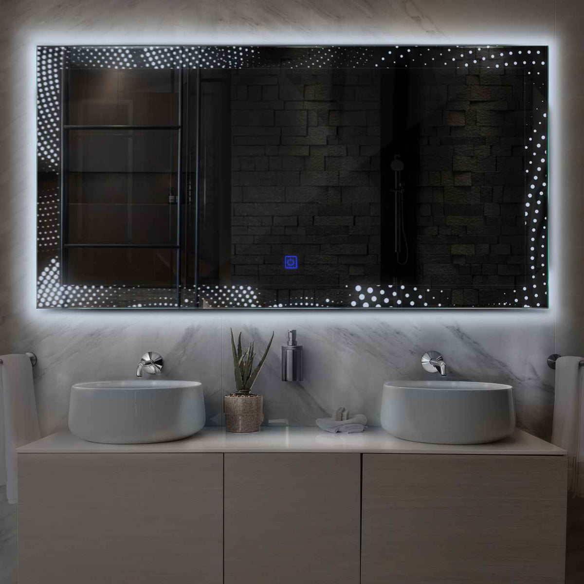 LED Spiegel Rechteckig | Touch-Schalter | Kaltweißes Licht - Reyze Seria Simetria Model 8