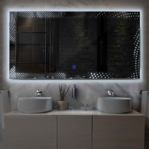 LED Spiegel Rechteckig | Touch-Schalter | Kaltweißes Licht - Reyze Seria Simetria Model 8