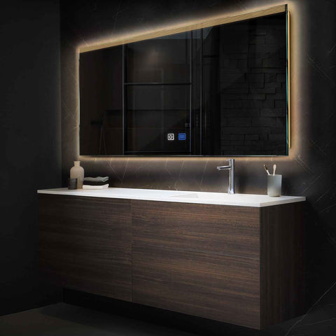 LED Spiegel Rechteckig | Touch-Schalter | Anti-Beschlag-Funktion | Warmweißes Licht - Reyze Seria Edge Model 5