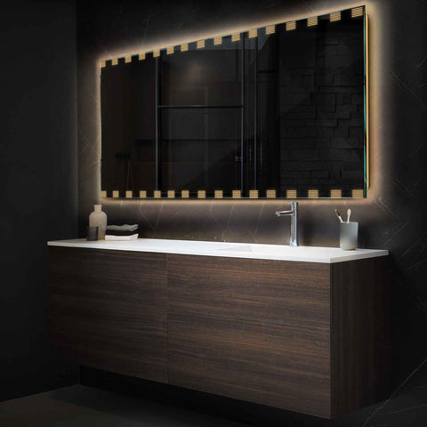 LED Spiegel Rechteckig | Wandschalter-Steuerung | Warmweißes Licht - Reyze Seria Edge Model 6