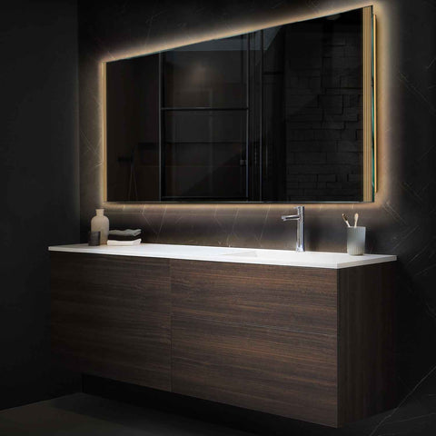 LED Spiegel Rechteckig | Wandschalter-Steuerung | Warmweißes Licht - Reyze Seria Edge Model 7