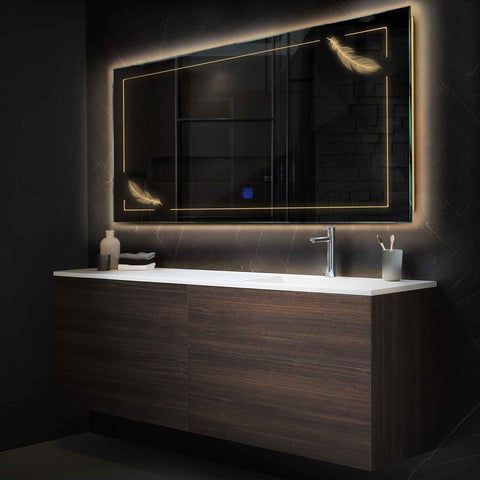 LED Spiegel Rechteckig | Touch-Schalter | Warmweißes Licht - Reyze Seria Good Vibes Model 2