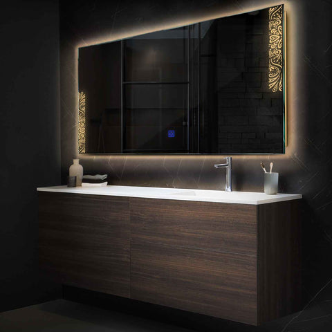 LED Spiegel Rechteckig | Touch-Schalter | Warmweißes Licht - Reyze Seria Good Vibes Model 4