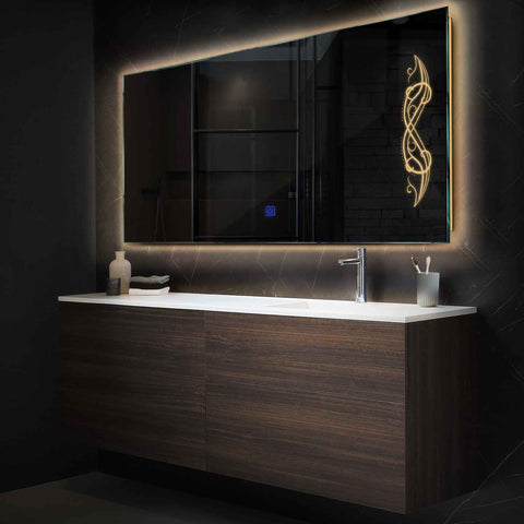 LED Spiegel Rechteckig | Touch-Schalter | Warmweißes Licht - Reyze Seria Good Vibes Model 6